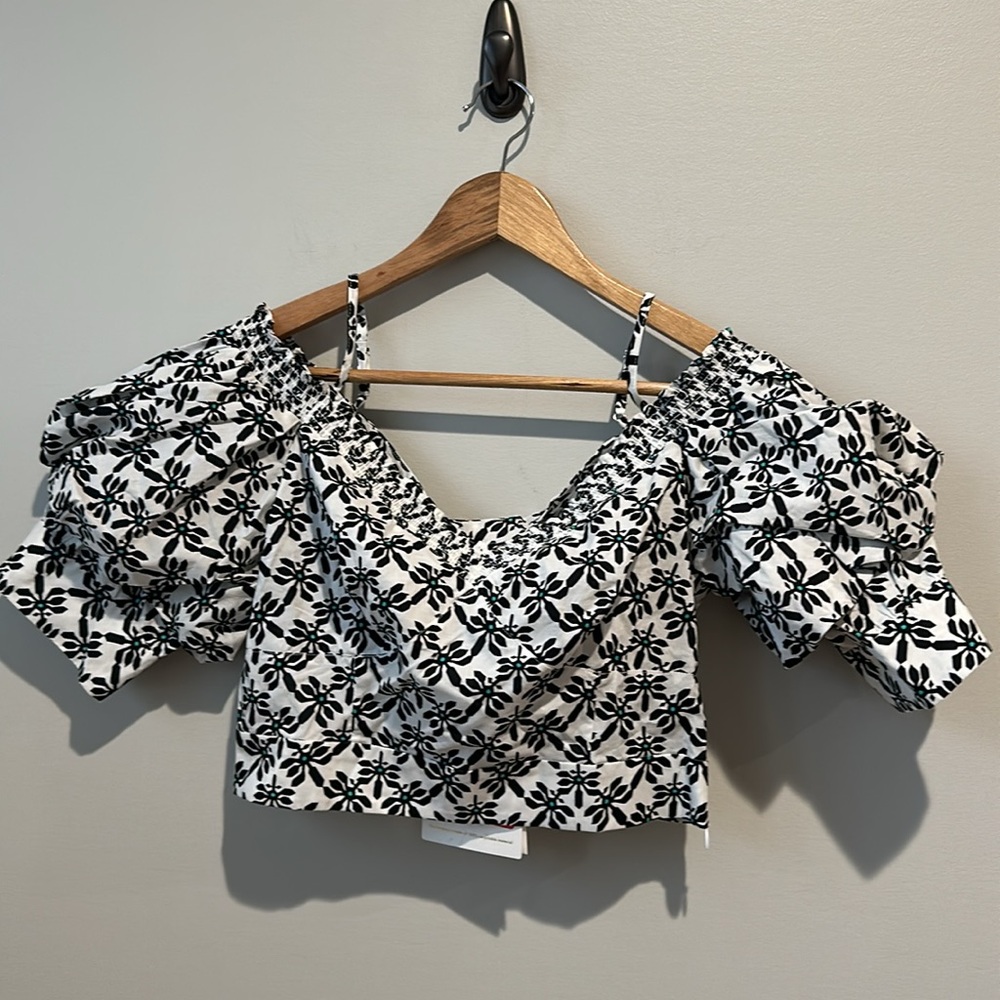 NWT Diane von Furstenberg DVF Margaret Cold Shoulder Crop Top - Picture 3 of 8